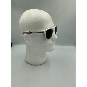 Hey Dude Sunglasses Wayfarer Square OS White Retro Striped Logo 6347831223WHT